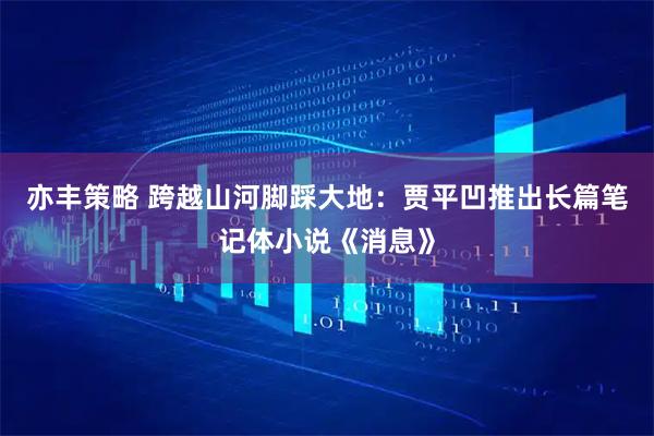 亦丰策略 跨越山河脚踩大地：贾平凹推出长篇笔记体小说《消息》